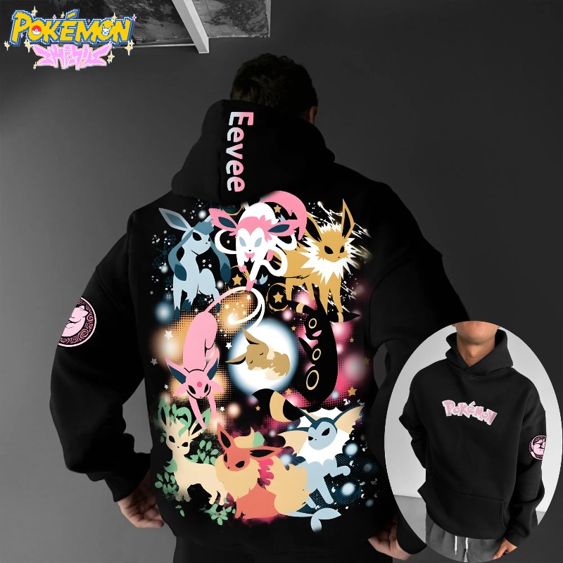 Anime Merch Hoodie - 2025 Pokemon Klasik Karakteri Eevee Ailesi