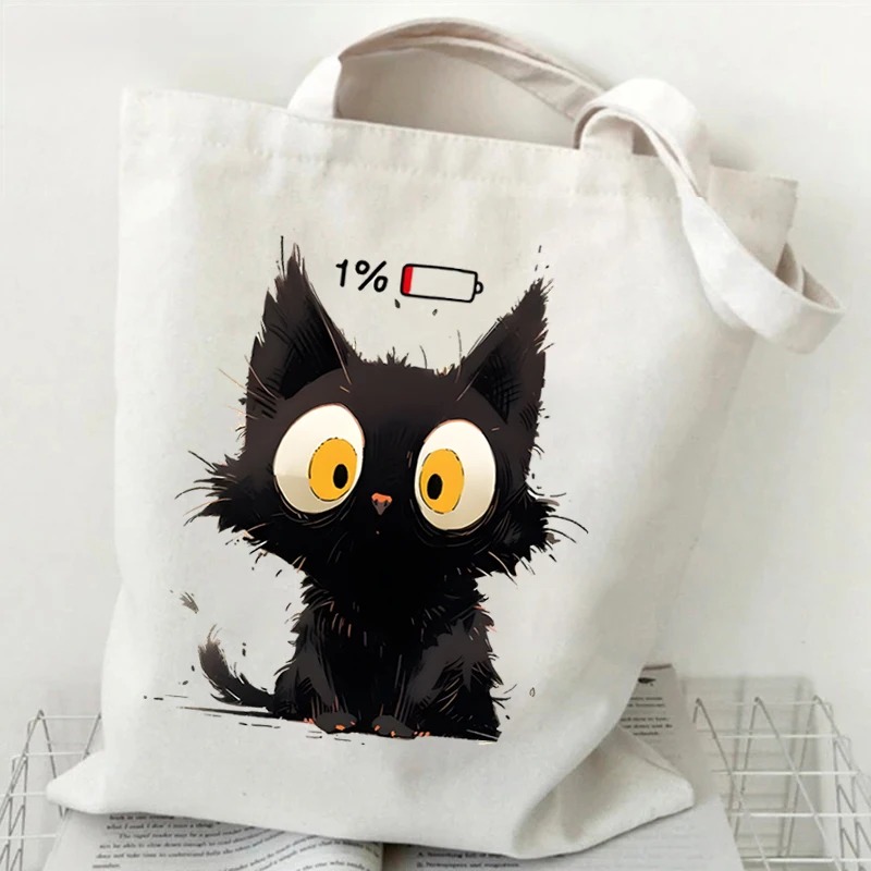Anime Siyah Kedi Baskı Kanvas  - Anime Tote Bag incelemesi ve fiyatı